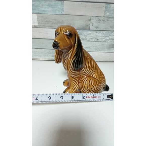 Vintage Ceramic Sitting Dog Spaniel Hound Figurine Brazil MSC Handcrafted Brown - Picture 8 of 8